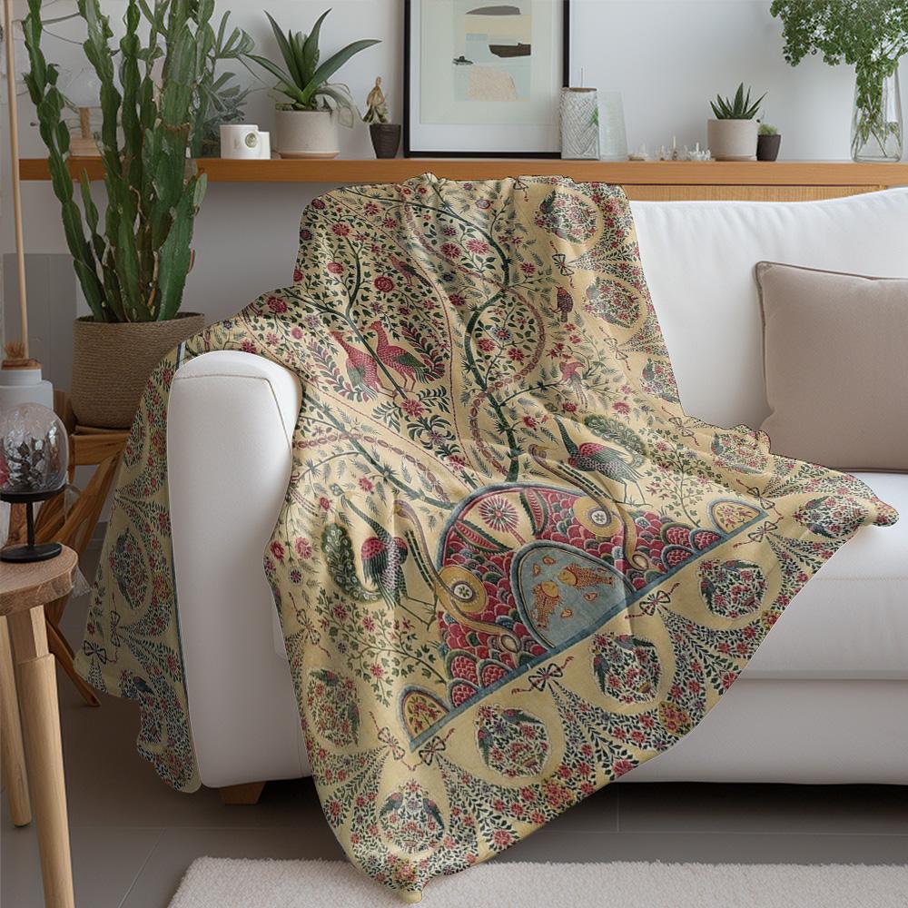 Coperta Plaid in Seta Indiana Paisley Vintage Decorativa per Letto Divano Copricuscino Decorativo Tessile per la Casa