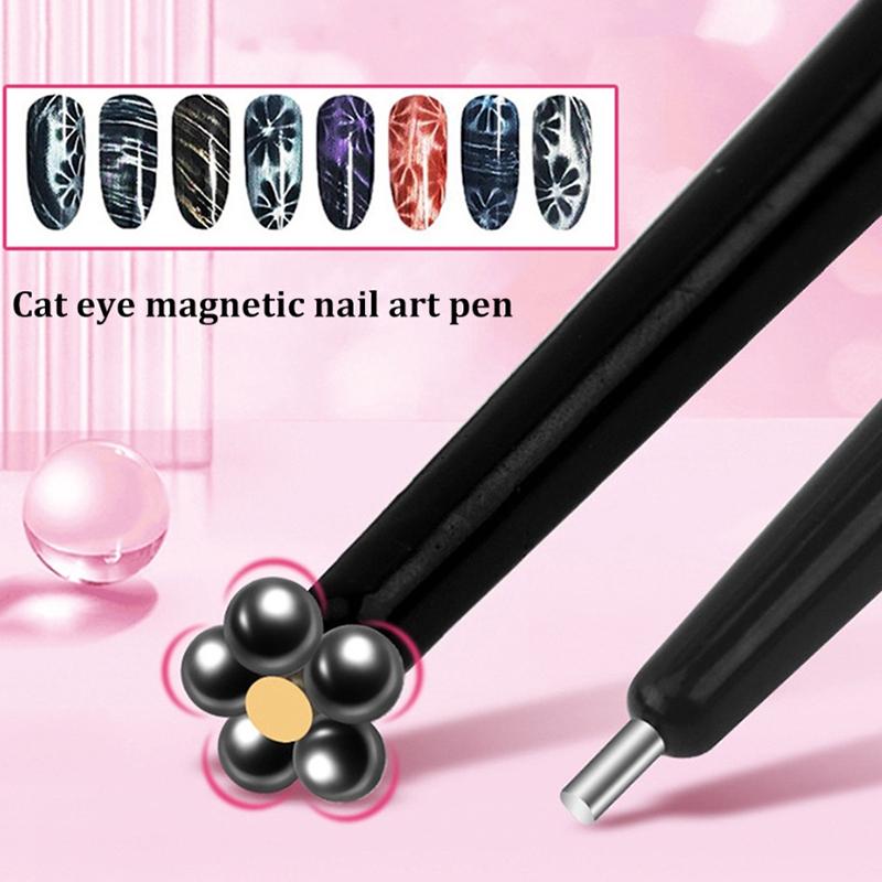 2 In 1 Professional Nail Art Cat Eye Magnetic Stick Pen For Steel Ball Suction Iron Beads Magnet Dotting Pen Manicure Design