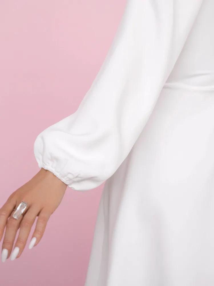 Fashionable Casual Solid Color Long-sleeved Puff Sleeve Dress For Women