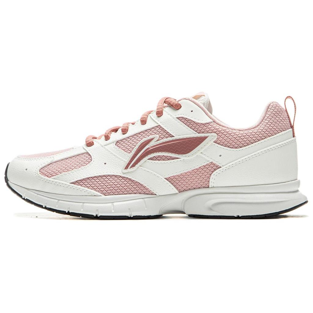 New LiNing Cushioning Slip Resistant Abrasion Resistant Breathable Low Top Running Shoes Women's White Pink ARSU068-4
