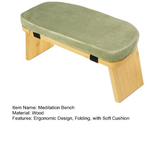 Wooden Meditation Bench Ergonomic Folding Meditation Chair with Cushion Heavy Duty Portable Seiza Prayer Yoga Kneeling Stool