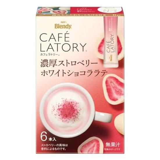 AGF Blendy Cafe Latte Stick Rich Strawberry White Chocolate 6 sticks boxes Cocoa Sweets Powder