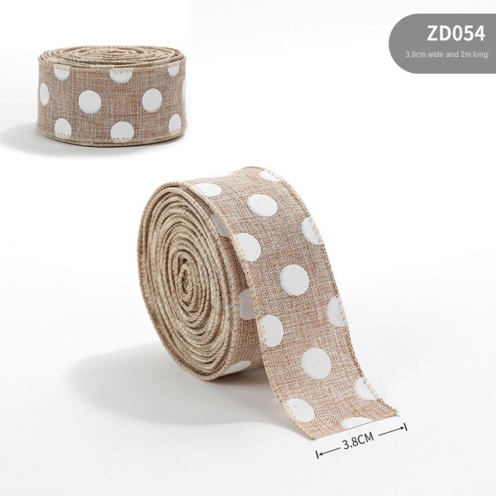 New 2m Christmas Ribbon Xmas Gift DIY Fabric Swirl Ribbon Lmitation Linen Christmas Tree Ribbon Burlap Ribbon