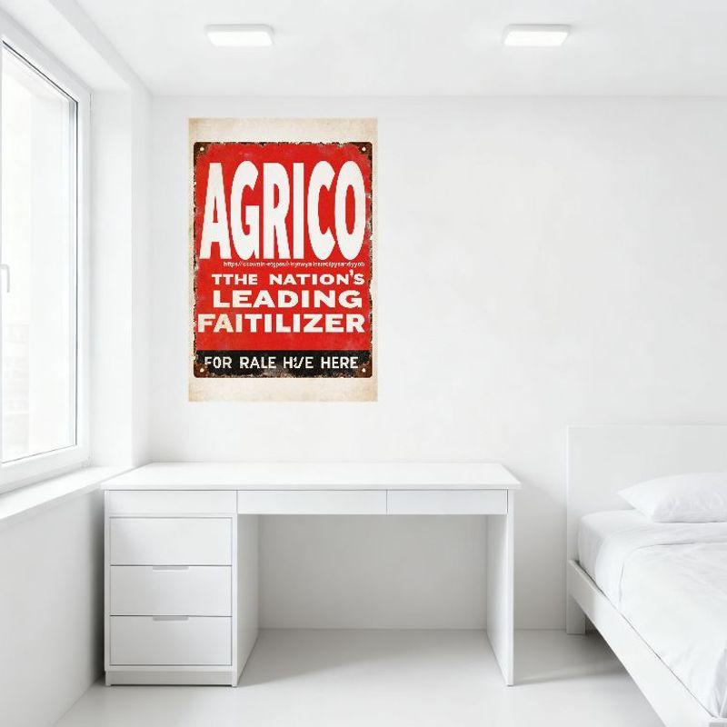 Vintage AGRICO Fertilizer Metal Sign Weathered Rusty Retro Metal Plaque for Home Garden Bar Pub Wall Decor, 12x18 Inch (Approx)