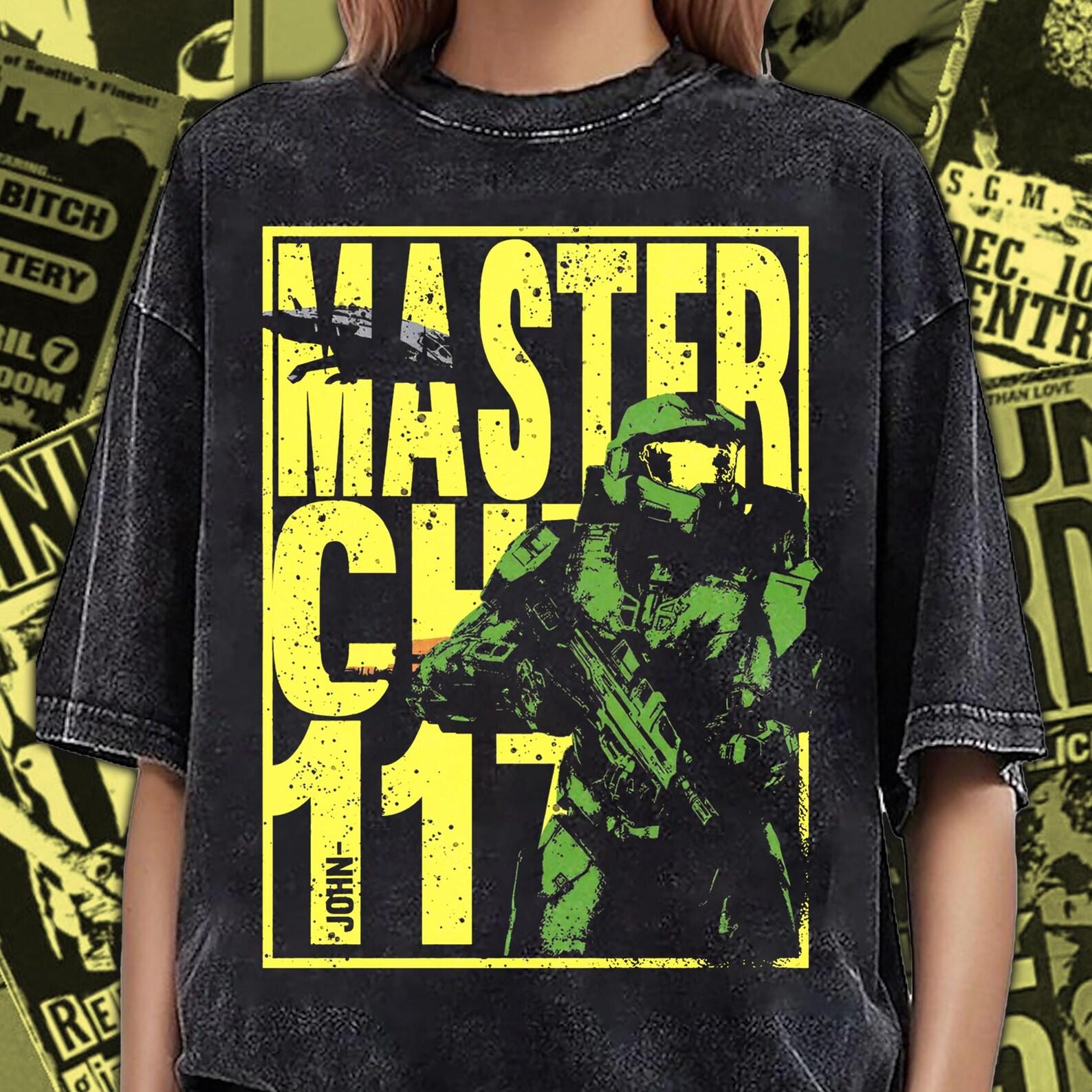 Master Chief Graphic T-Shirt — Retro Halo Gamer Tee L