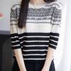 A New French Design Striped Color-blocking Round-neck Mid-sleeved T-shirt for Women's Summer, A Fashionable, Casual and Elegant Pullover