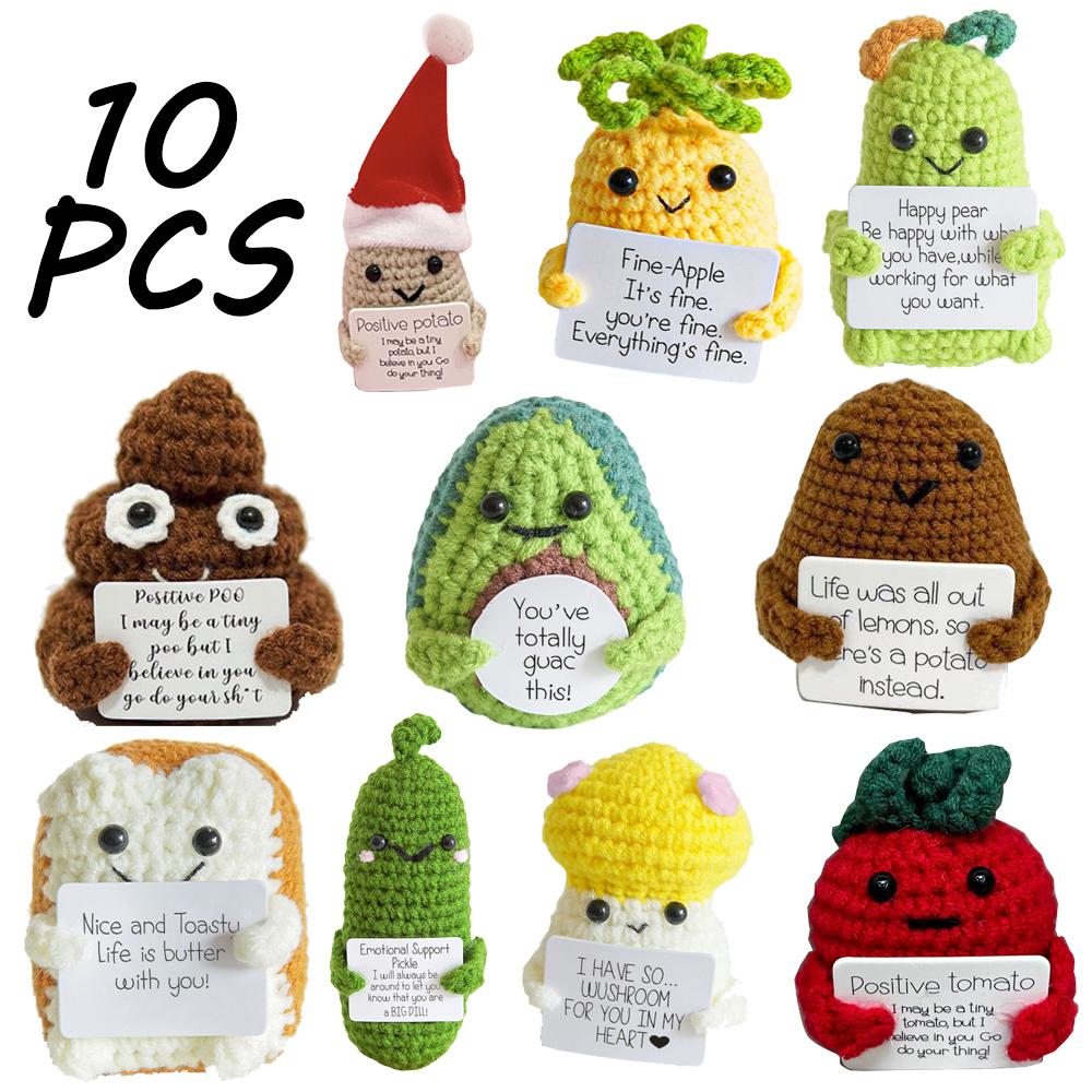 10PCS Positive Cute Potatoes Home Room Decor Mini Handmade Plush Ornament Knitting Wool Yarn Doll Birthday Gifts Room Decoration