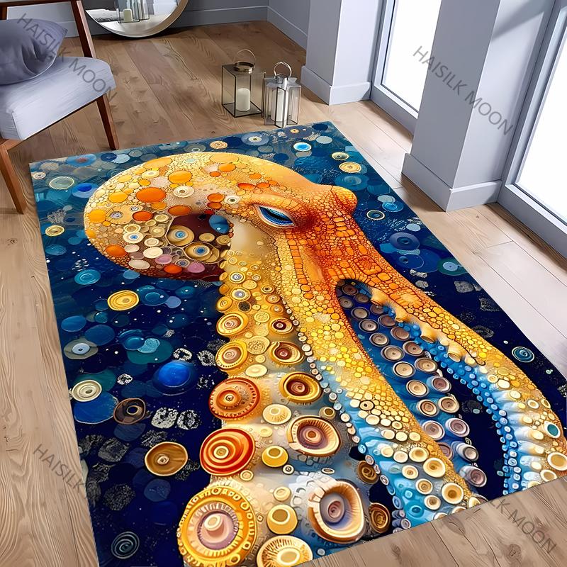 3D HD Oktopus Gedruckter Teppich Computerraum Spielzimmer Rutschfeste Dekorative Matte Wohnzimmer Schlafzimmer Büro Großflächiger Teppich Tolles Geschenk