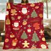 Christmas Polyester Knit Blanket Lightweight HD Print Travel Throw for Sofa Bed Living Room Four Season Gift