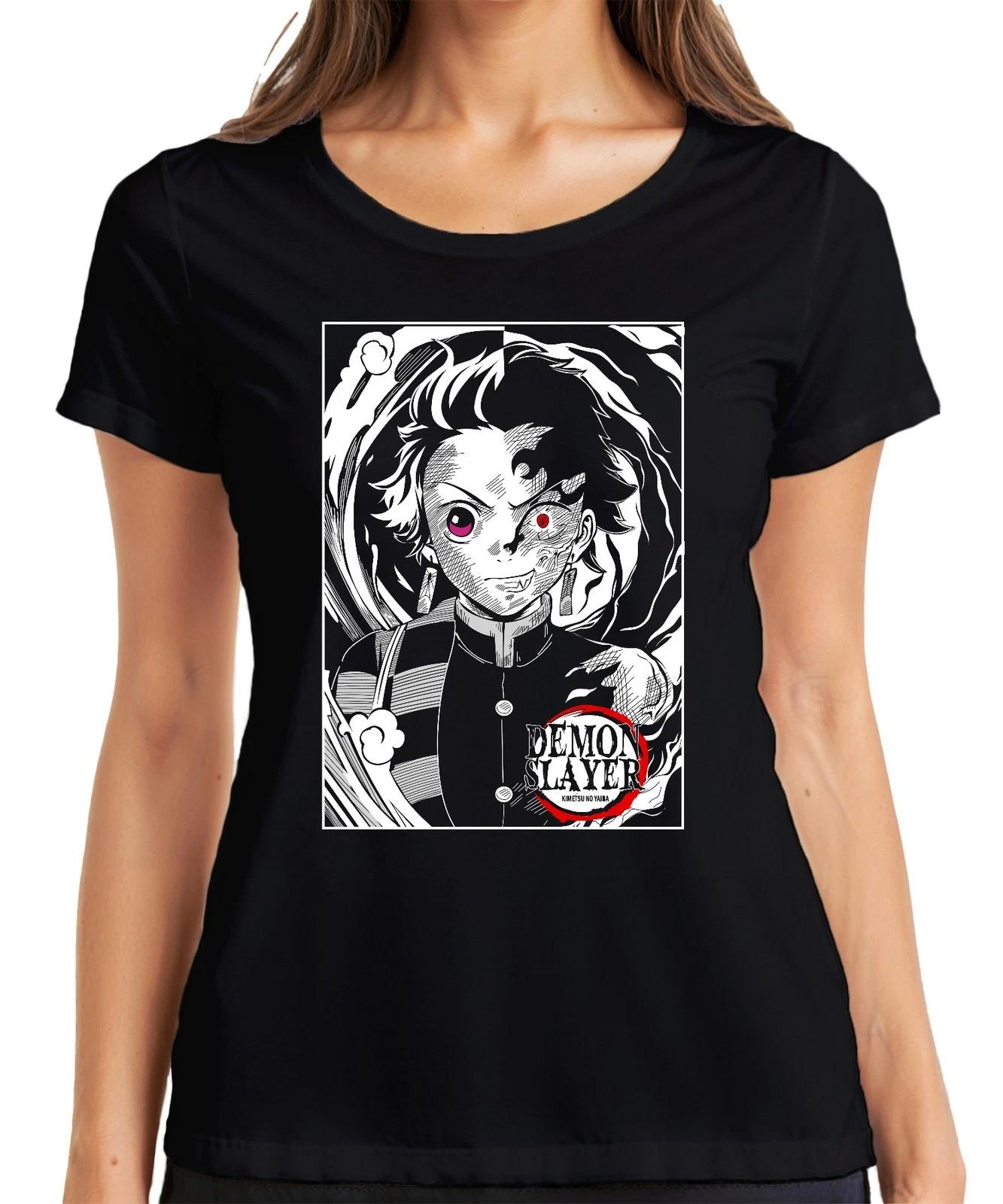 Demon Slayer Tanjiro halbverbrannt Kimetsu no Yaiba Anime Damen T-Shirt S