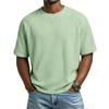 Herren Casual T-Shirt Waffelstrick Lockerer Schnitt T-Shirts für Mann Einfarbige Kurzarm-T-Shirts Übergroßer Schnitt Strukturierter Stoff Rundhalsausschnitt