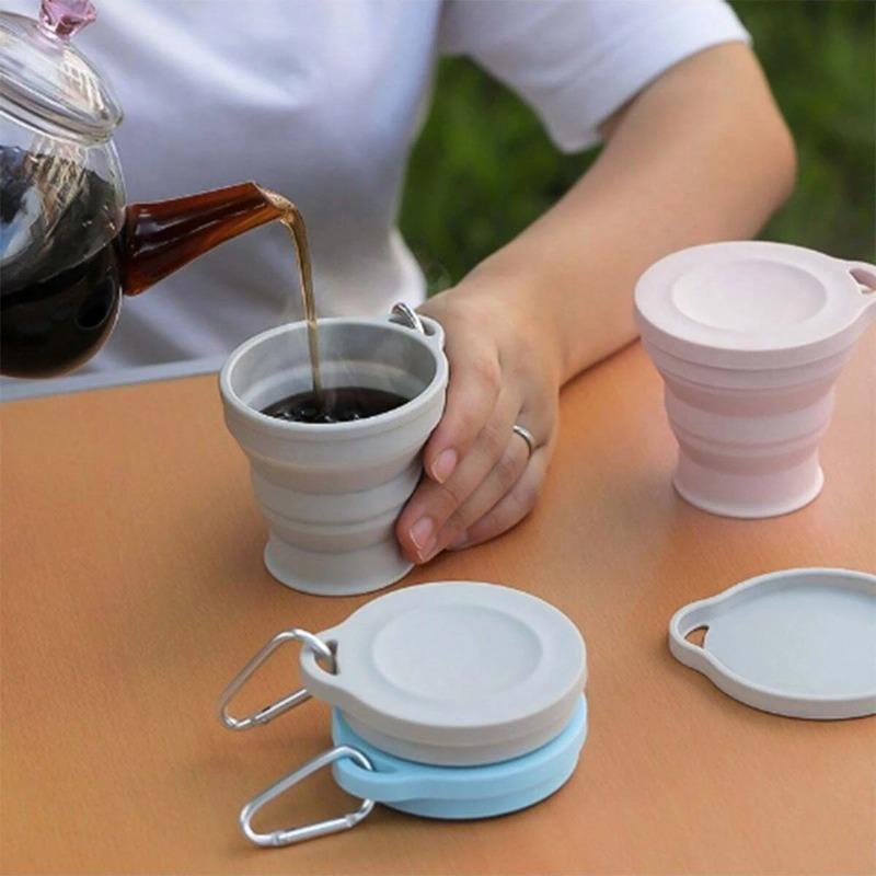 2pcs Simple and Practical Outdoors Silicone Folding Cup with Hanging Hole Creative Water Cup Travel Portable Washing Cup