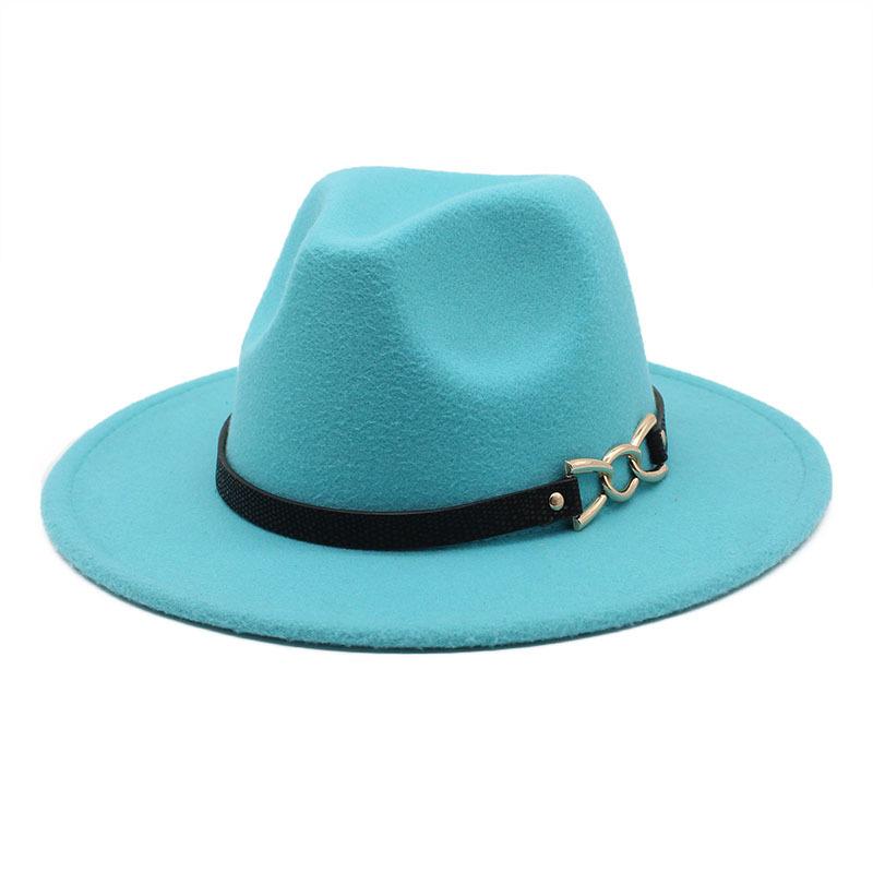 Big Brim Brown Belt British Retro Felt Hat Western Denim Woolen Tibetan Hat Jazz Hat