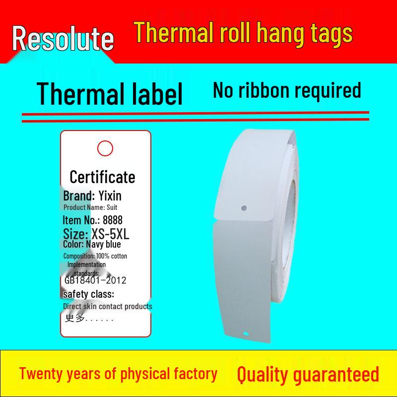 Leere Thermotransfer-Hängeetiketten für Kleidung - Rolle mit Preis-, Zertifikats- und Spezialetiketten