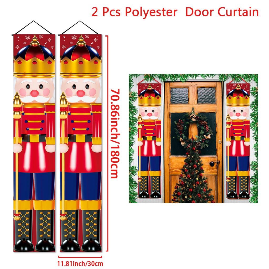Nutcracker Soldier Banner Christmas Door Curtain Merry Christmas Decoration for Home 2025 Xmas Navidad Natal New Year Gifts