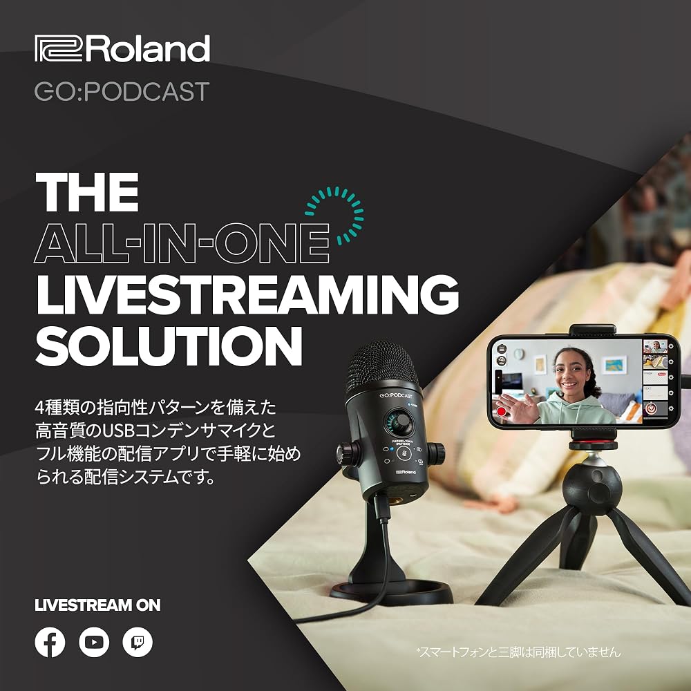 Roland Roland GO: PODCAST Compatible with iPhones and Android Smartphones and PC/Mac Directivity ...