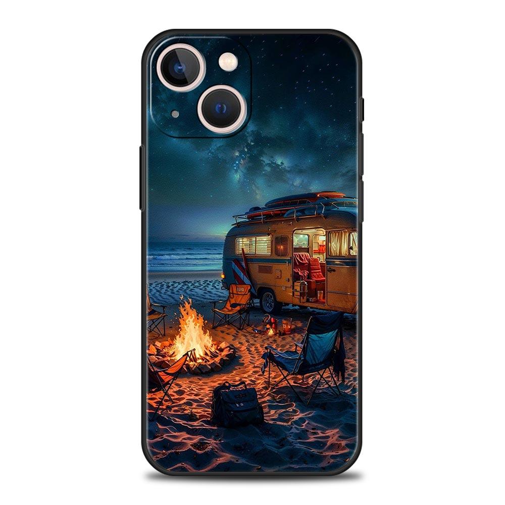 Combi Van Car Outdoor Camping Phone Case For iPhone 17 16 15 Pro Max 11 12 13 14 7 8 Plus SE 2020 X XR XS Cover Soft Black