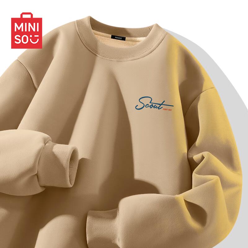 MINISO Men's Winter Sherpa Fleece Crewneck Sweatshirt
