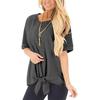 2026 Women's Fashion Wish Summer New Round Neck Short Sleeve Loose T-Shirt with Knotted Hem