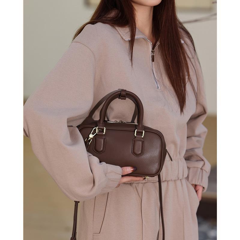 Bowling Bag, Pillow Bag, Small Handbag, Women's Genuine Leather Shoulder Crossbody Bag, Trendy New Style