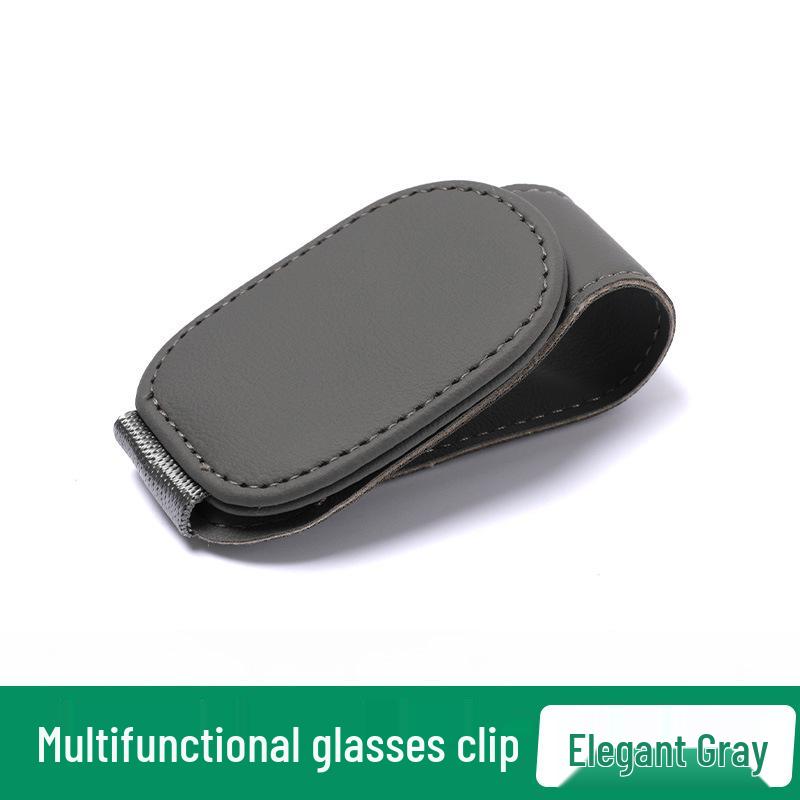 Multi-Function Leather Car Visor Storage Clip for Sunglasses and Cards