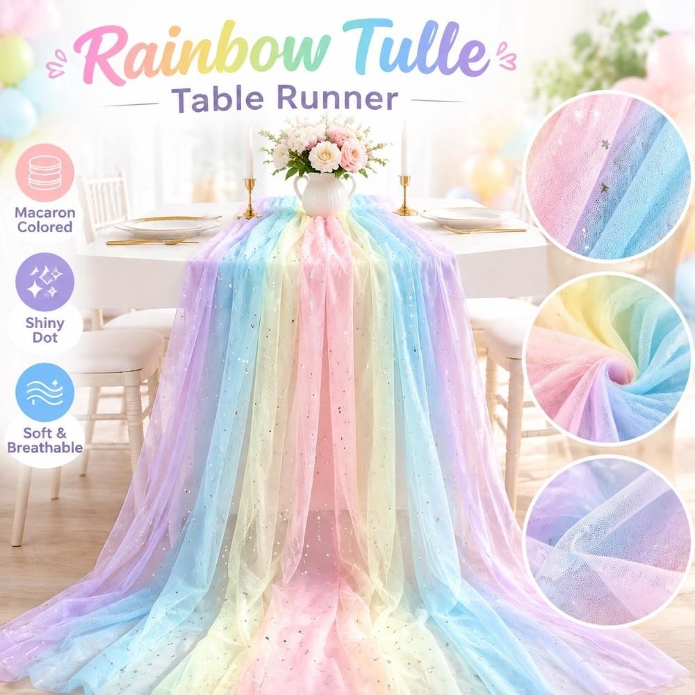 Macaron Colored Rainbow Tulle Table Runner Gradient Ceiling Drape Table Flag  DIY Sewing Supplies