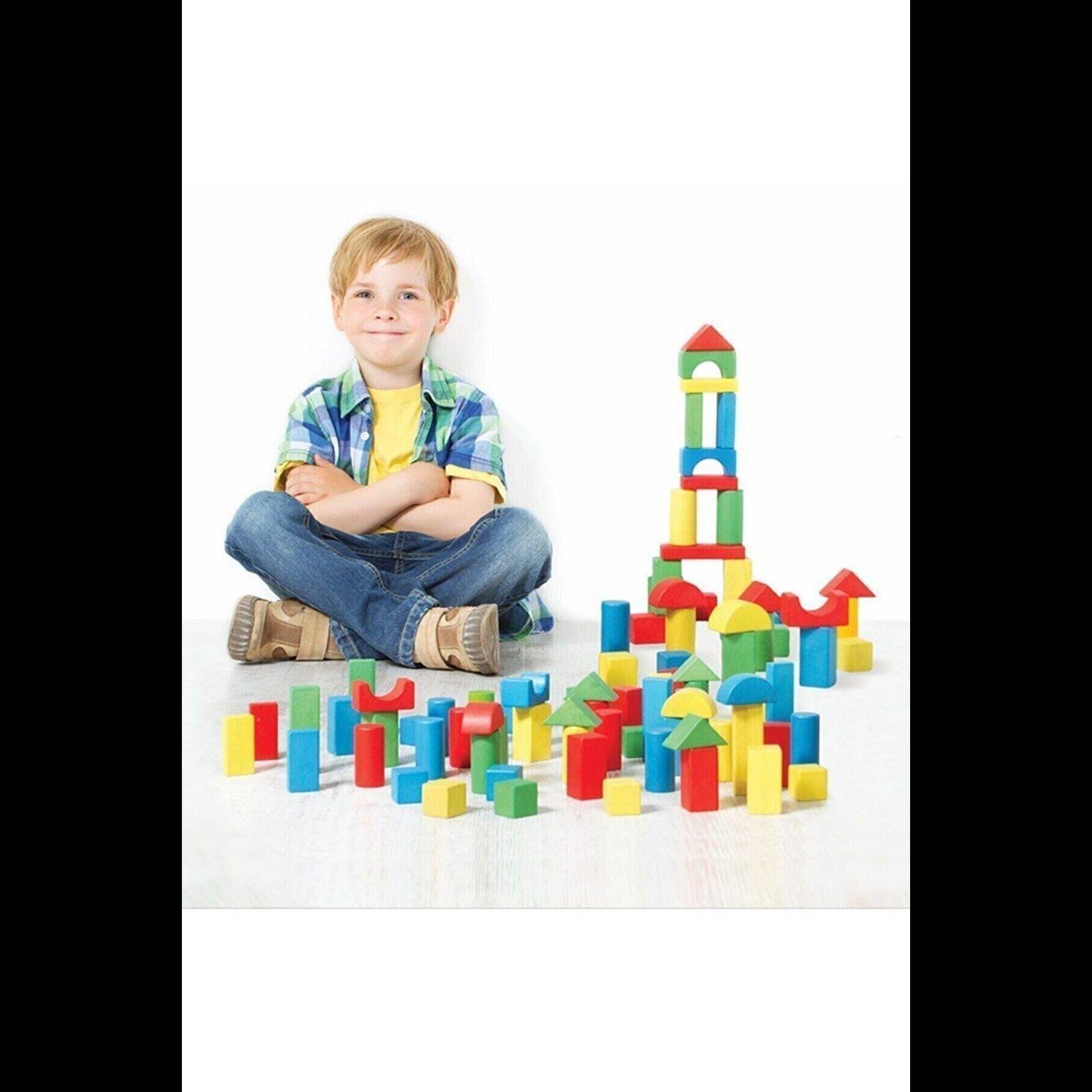 

Ahşap Blok 100 Parça Renkli