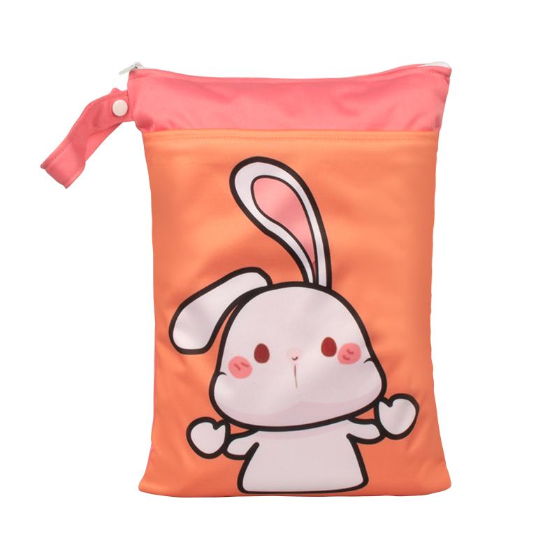 Special Offer Promotion Series 25*35cm Carton Wet Bags Polyester Waterproof Swimsuit Bag Double Pocket Baby Diaper Dry Wet Bag 25*35cm