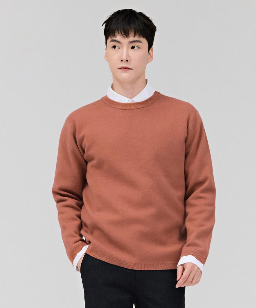 CHASECULT Men'S Basic Round Sweater - Orange