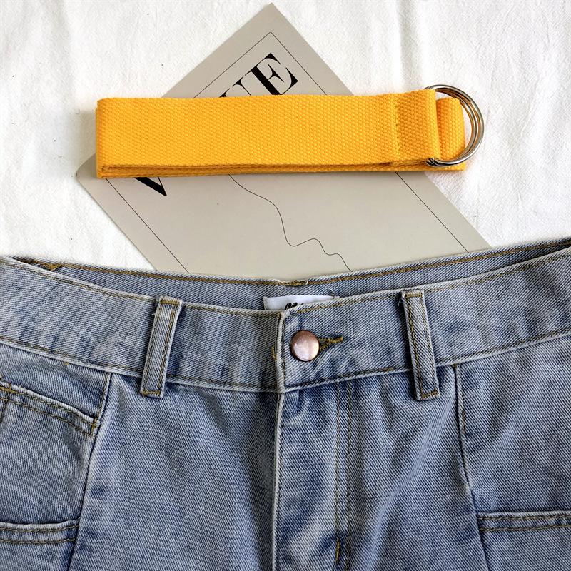 

Двойной высококачественный холщовый ремень с кольцевой пряжкой для повседневного использования в классических и модных цветах Bright Yellow