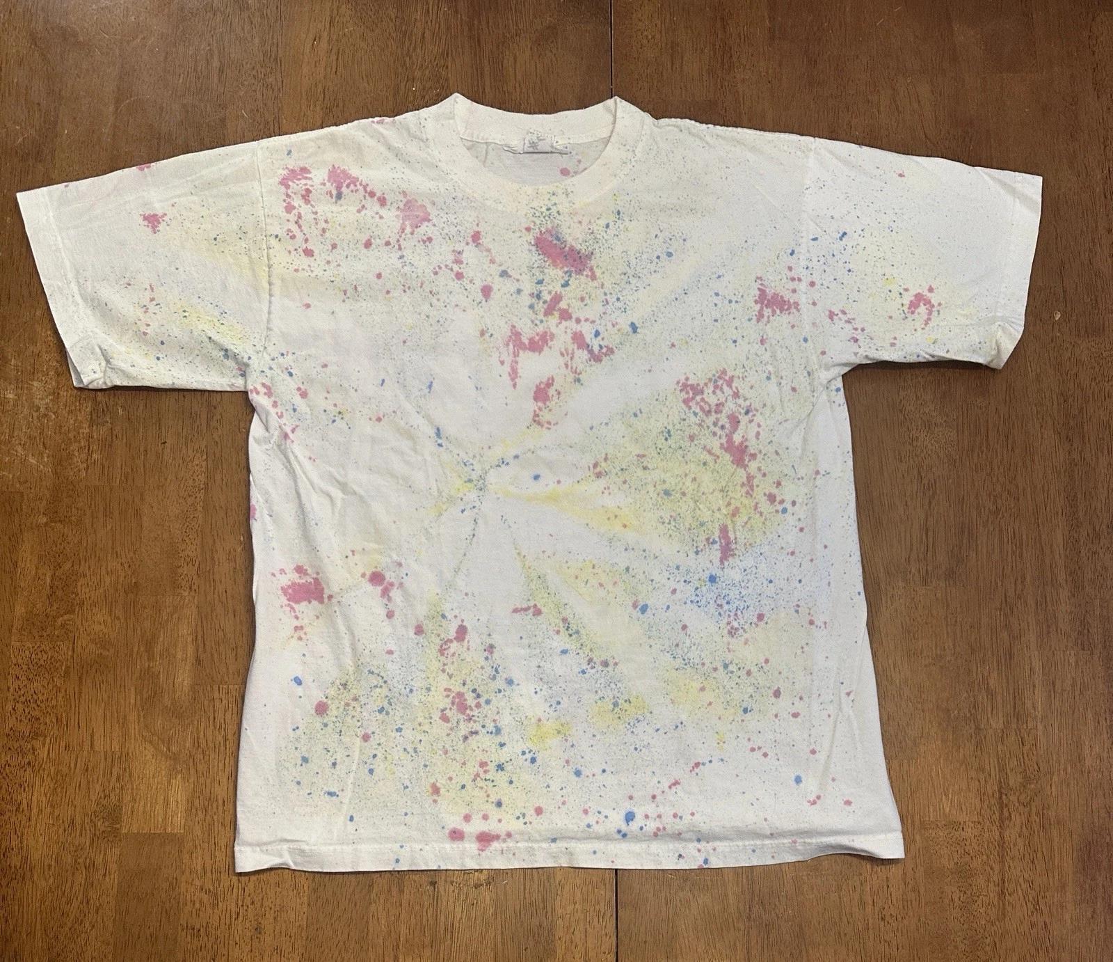 Vintage 90s Splatter Tie Dye T Shirt Small Stampede XL