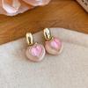 Silver Needle Pink Cubic Zirconia Flower Stud Earrings – Elegant & Delicate Accessories for Women.