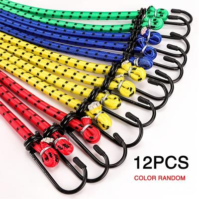 [Heavy-Duty Elastic Ropes] 12 Heavy-Duty Elastic Ropes with Hooks and 12, 24, 31, 39 Inches In Length