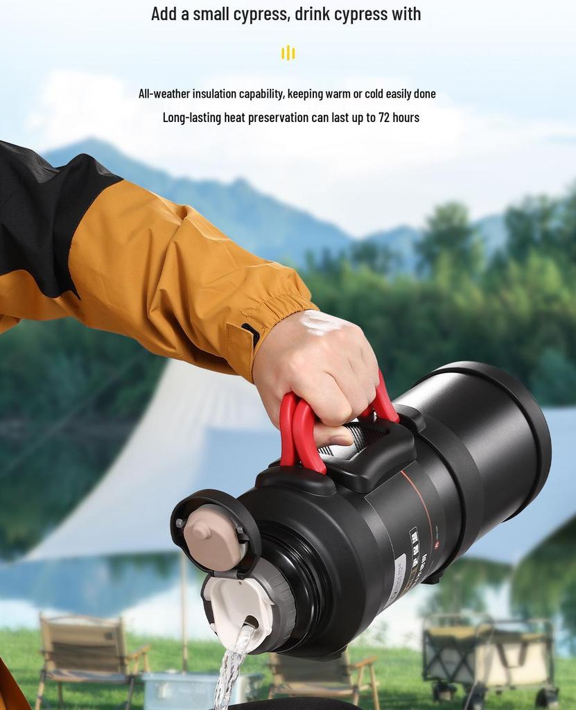 Large Capacity Stainless Steel Insulated Travel Thermos Flask - Portable, Multi-Use Hot Water Kettle