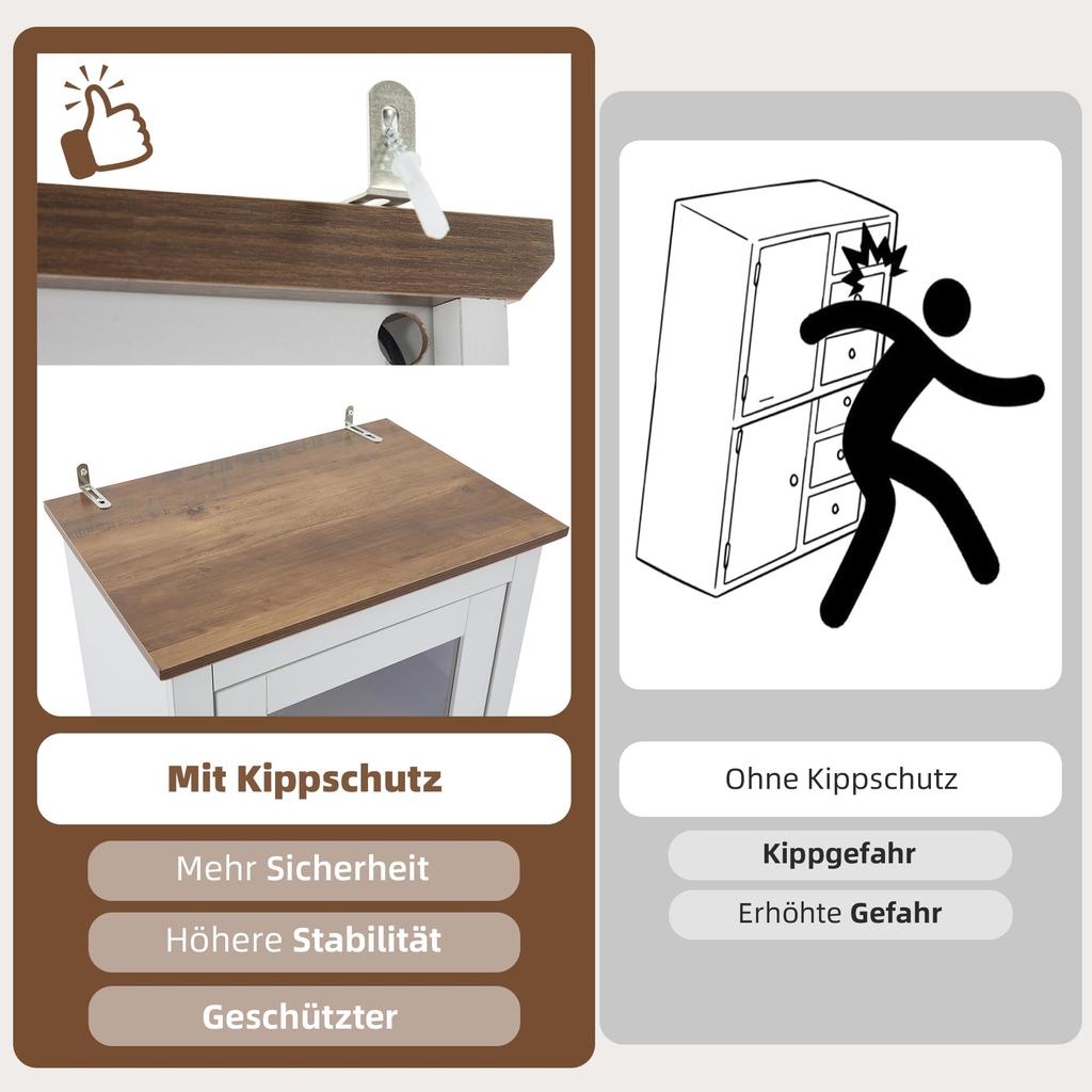 Witryna ze światłami LED, Szklana witryna szuflady 5 półek, Nowoczesny regał wysoki szafka kuchenna salon sypialnia biuro przedpokój, Biały, 178cm