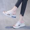 2021 summer new wedge heel sandals women's high heel open-toed platform muffin cross one-button sandals