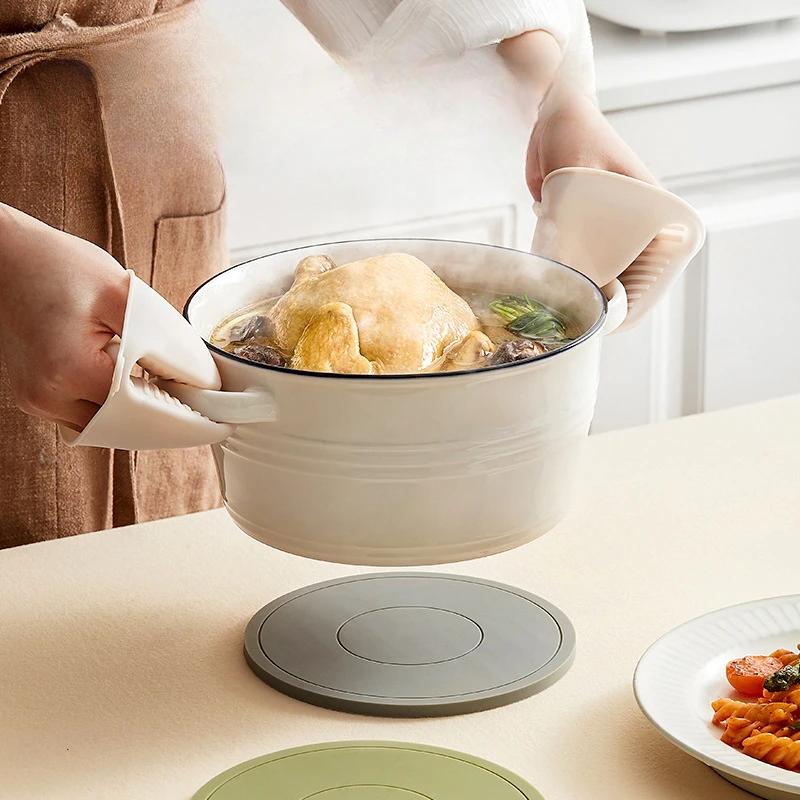 High Temperature Resistant Thickened Silicone Coaster Round Microwave Oven Mat Silicone Mat Placemat Heat Insulation Mat