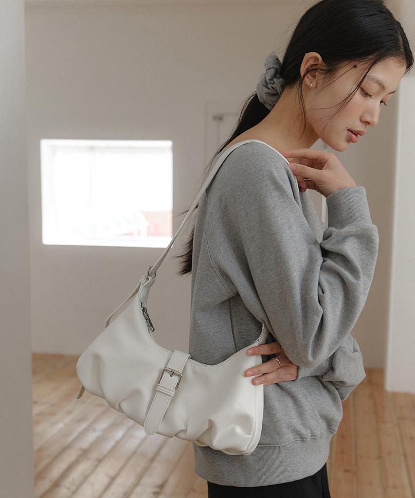 Laminez Gathered Buckle Bag - Ivory