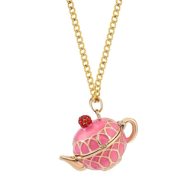 

Unique Teapot Sweater Chain Necklace Pendant Necklace Teacup Studs Earring Alloy Material Perfect Gift for Fashion Lover