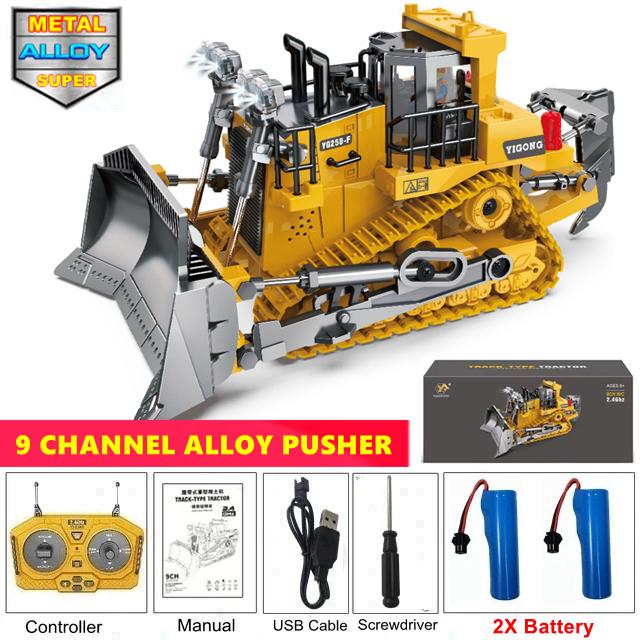 Remote Control Excavator Dump Truck Crawler Bulldozer Rc Model Car Toy Alloy Simulation Construction Vehicle Gifts For Kids
