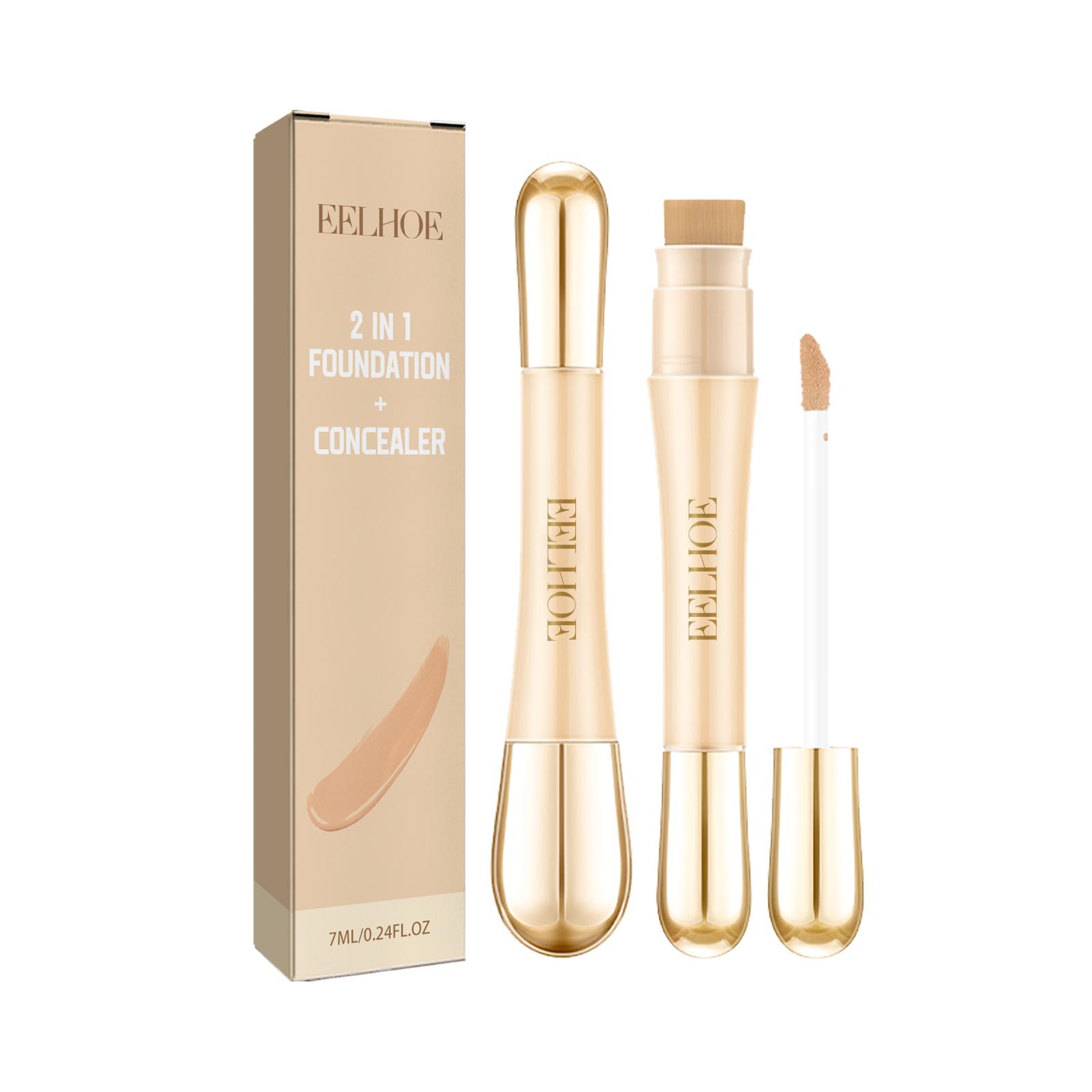 EELHOE Double-Ended Concealer Long-Lasting Hydrating Natural Brightening Concealer for Spots and Acne Marks Moisturizing Double-Ended Concealer