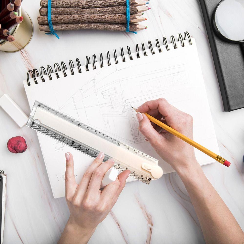 Clear Scale Foldable Ruler 30CM Geometric Drawing Ruler Durable Measuring Ruler School Office