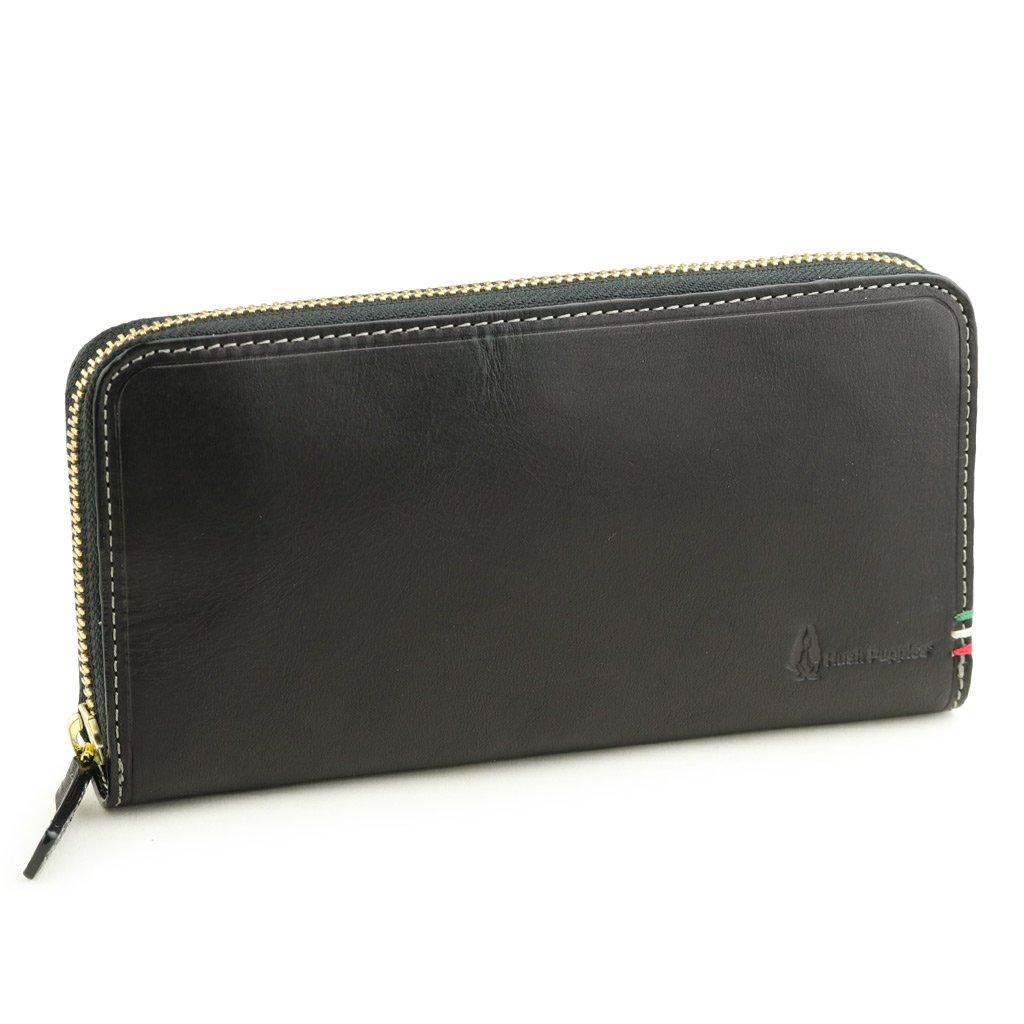 

Italian Leather Round Zipper Long Wallet Black [Hush Puppy] Rally чорний