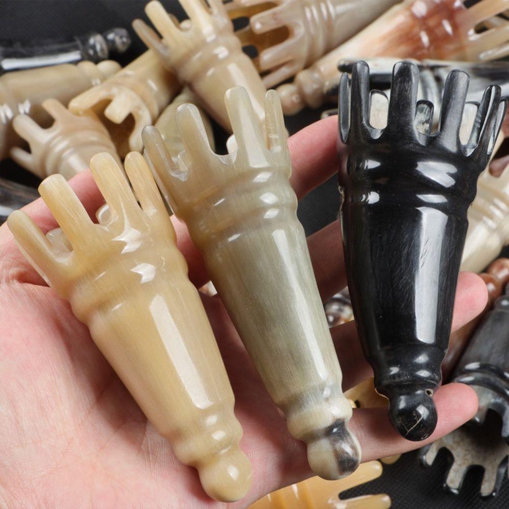 Scalp Massager Brush Ox Horn Massage Comb Scrapping Head Buffalo Horn Meridian Comb  Hair Wash