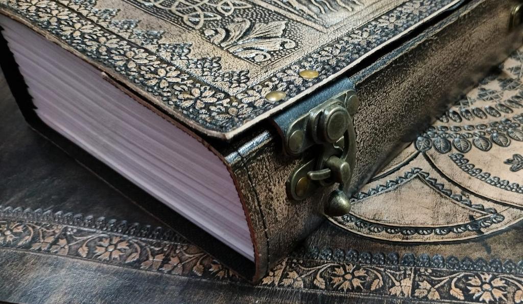 Embossed Tree Of Life Leather Journal: Handmade Grimoire Sketchbook