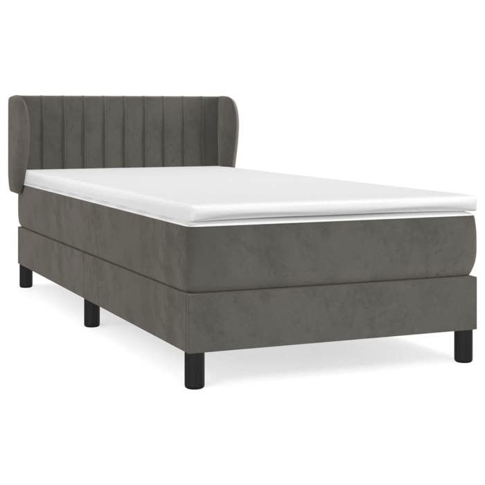3127590 vidaXL Divan Bed and Mattress Dark Grey 90x200 Cm Velvet