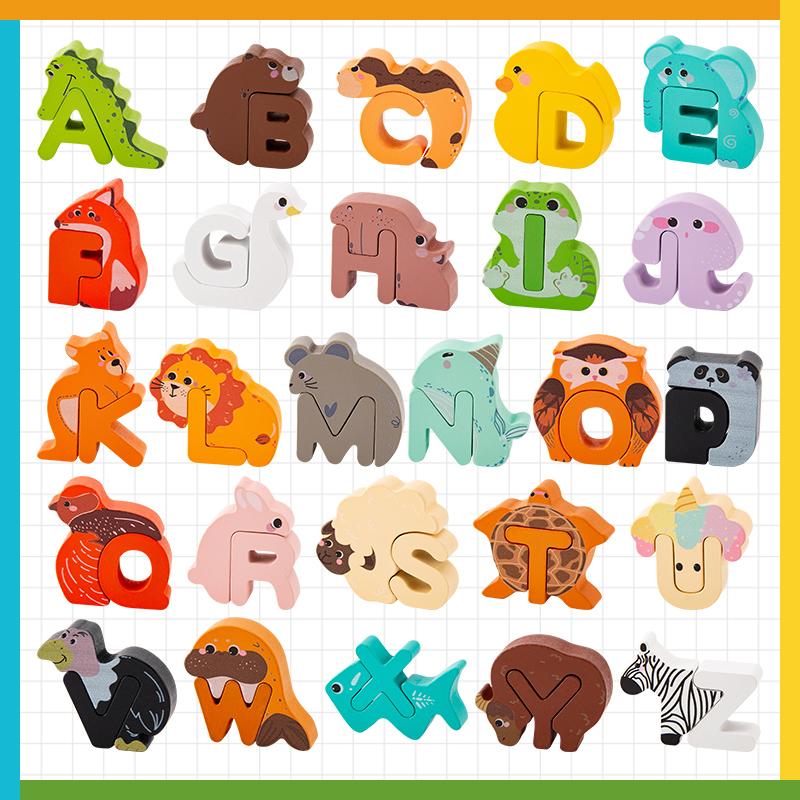 

Wooden Puzzle Sorting Toys Animal Alphabet Matching Game Montessori Educational Toys for Toddlers Preschool Learning Activities
