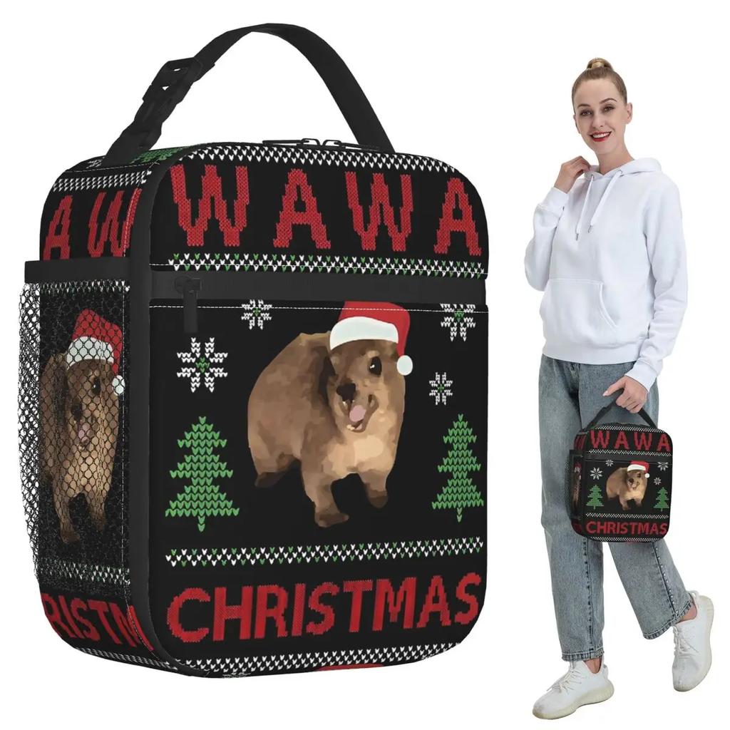 Christmas Wawa Mug Animal Hyrax Insulated Lunch Bag for Kids School Cooler Thermal Food Box Tote Portable Lunch Boxes Container