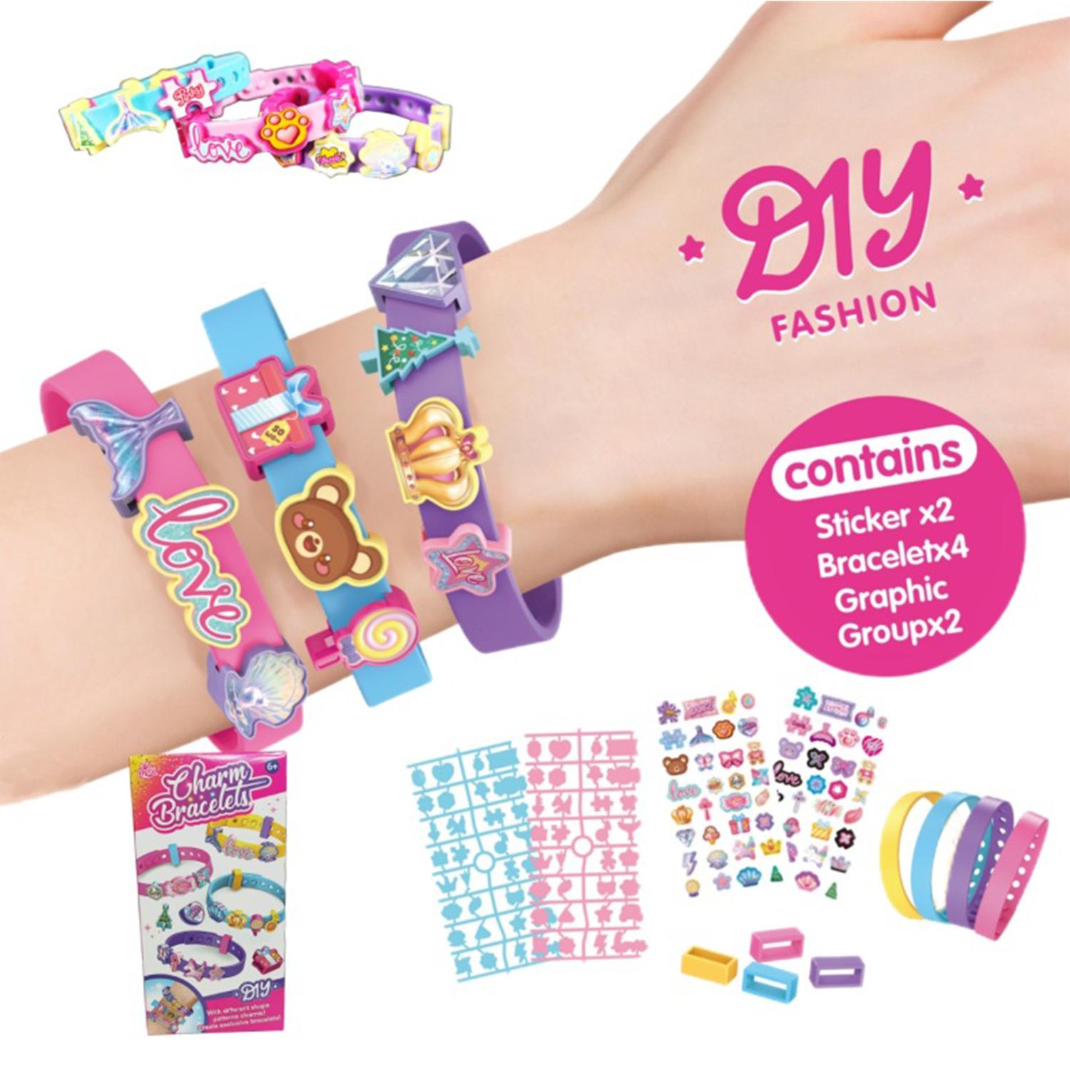 

Fun Children S Beaded Bracelet, Diy Handmade Material Bag For Girls, With Four Bracelets And Accessories In One Box Set