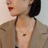 18K Gold Plated Titanium Choker Necklace with Irregular Green Agate Pendant.